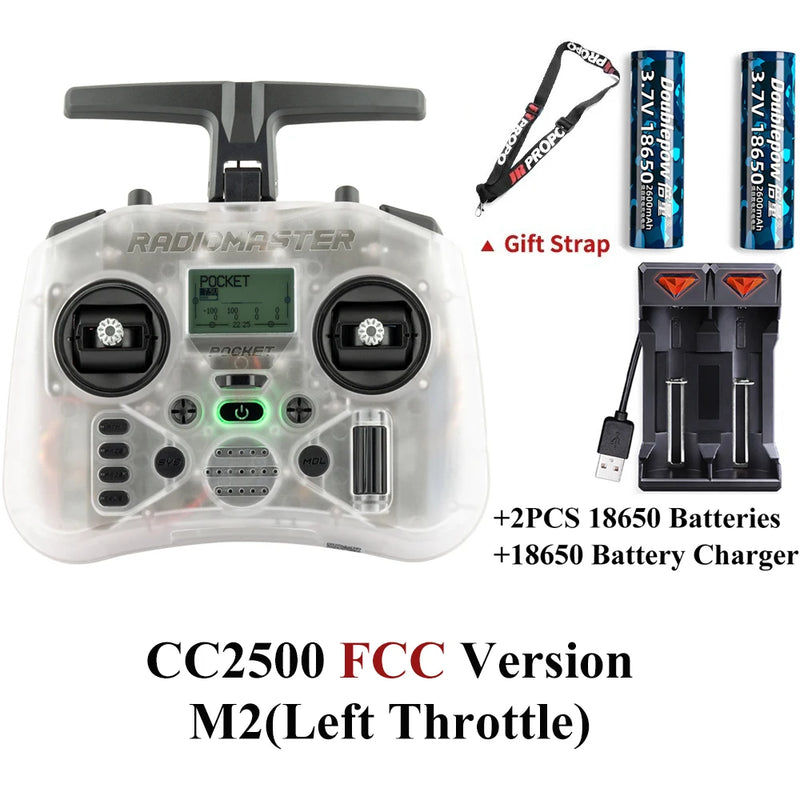 Radiomaster Pocket EdgeTX 2.4G Radio Controller FCC LBT (Mode2 Left-handed Throttle ) CC2500 / ELRS Hall Gimbal Transmitter