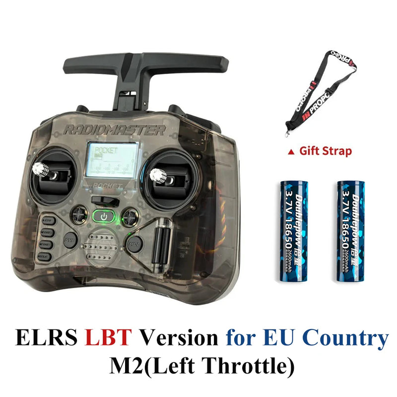 Radiomaster Pocket EdgeTX 2.4G Radio Controller FCC LBT (Mode2 Left-handed Throttle ) CC2500 / ELRS Hall Gimbal Transmitter