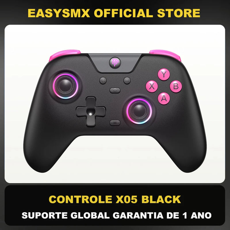 EasySMX X05 controle Gamepad Sem Fio com Bluetooth, Dongle, Com Fio para PC/Celular/Switch/ Steam Gamer, Efeito Hall