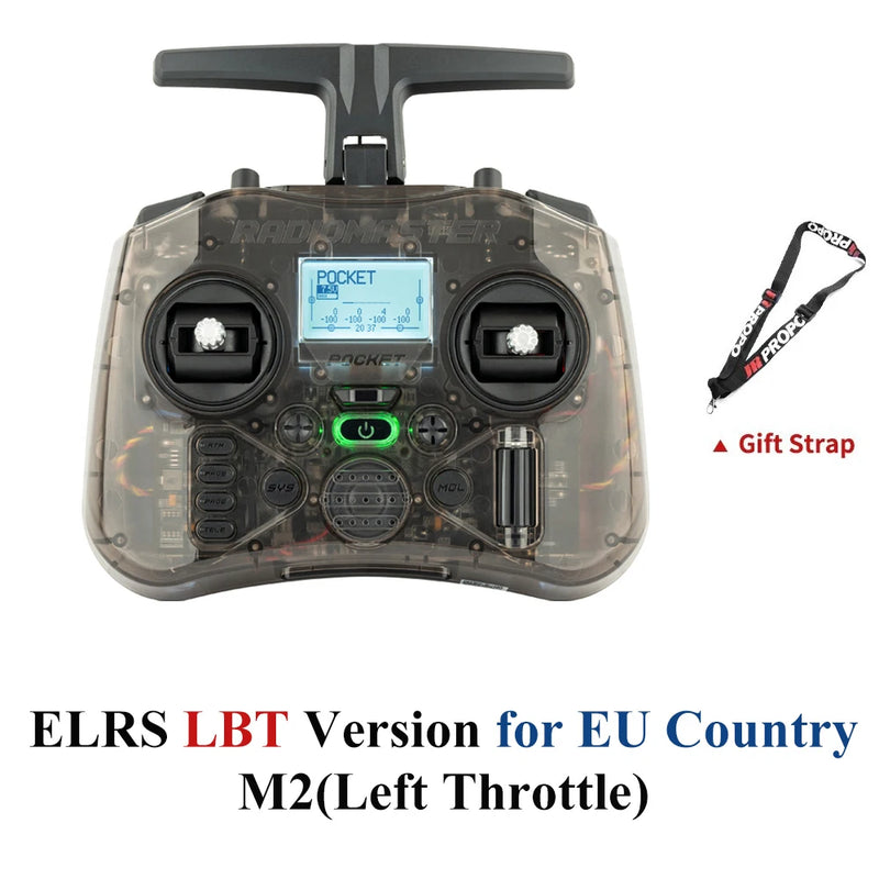Radiomaster Pocket EdgeTX 2.4G Radio Controller FCC LBT (Mode2 Left-handed Throttle ) CC2500 / ELRS Hall Gimbal Transmitter