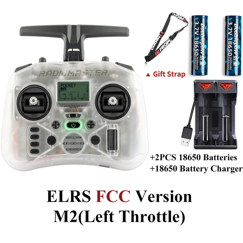 Radiomaster Pocket EdgeTX 2.4G Radio Controller FCC LBT (Mode2 Left-handed Throttle ) CC2500 / ELRS Hall Gimbal Transmitter