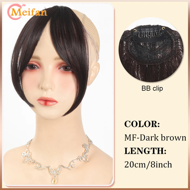 Lightweight Air Bangs Middle Part Natural Front Forehead Invisible Hair Patch Round Face French Bangs Fake Bangs For Women
