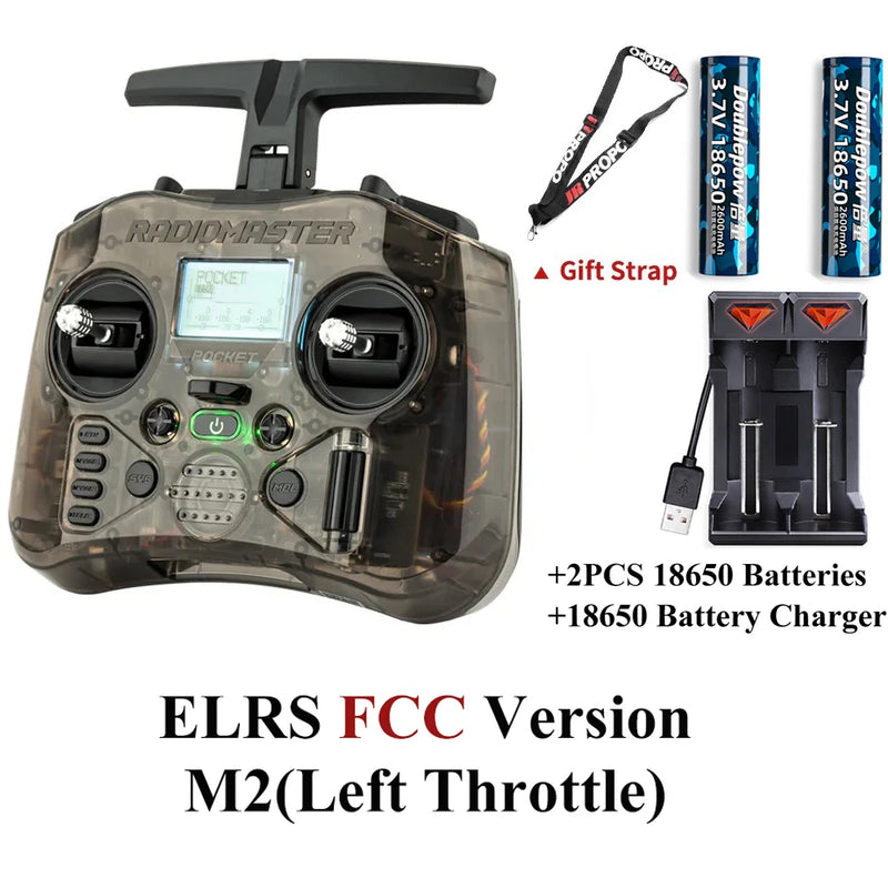 Radiomaster Pocket EdgeTX 2.4G Radio Controller FCC LBT (Mode2 Left-handed Throttle ) CC2500 / ELRS Hall Gimbal Transmitter