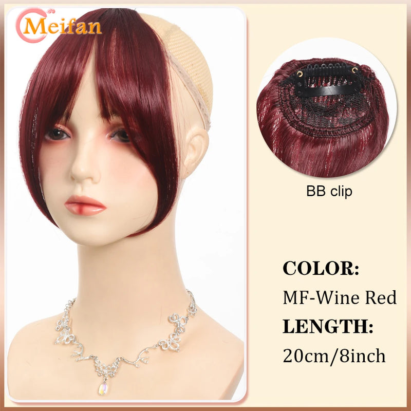 Lightweight Air Bangs Middle Part Natural Front Forehead Invisible Hair Patch Round Face French Bangs Fake Bangs For Women