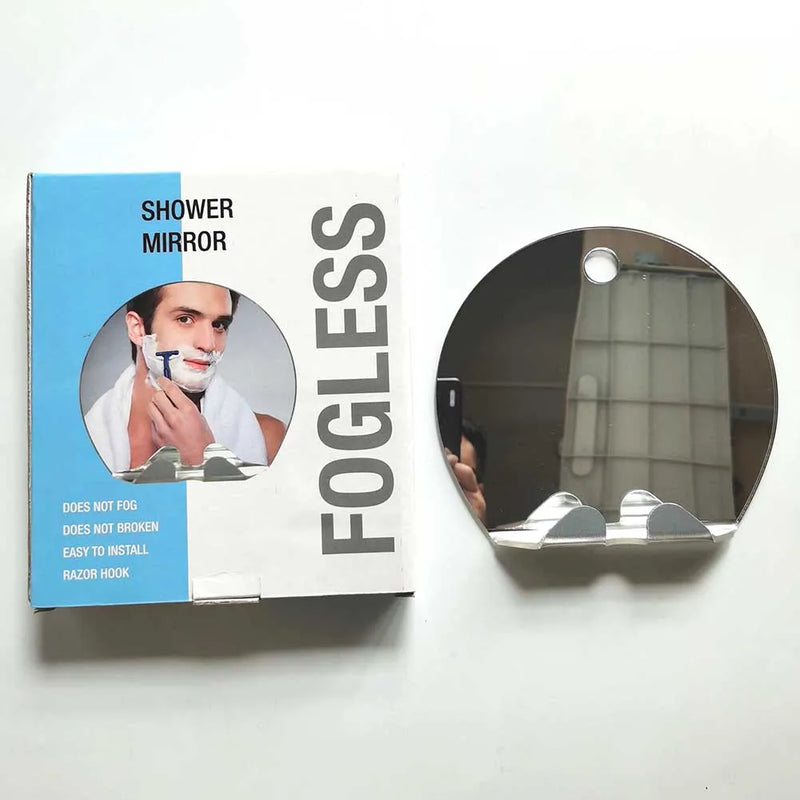 Espelho do chuveiro portátil inquebrável anti-nevoeiro para barbear, suporte do gancho da lâmina, ventosa, parede do banheiro, sem nevoeiro, espelho de viagem, anti-nevoeiro