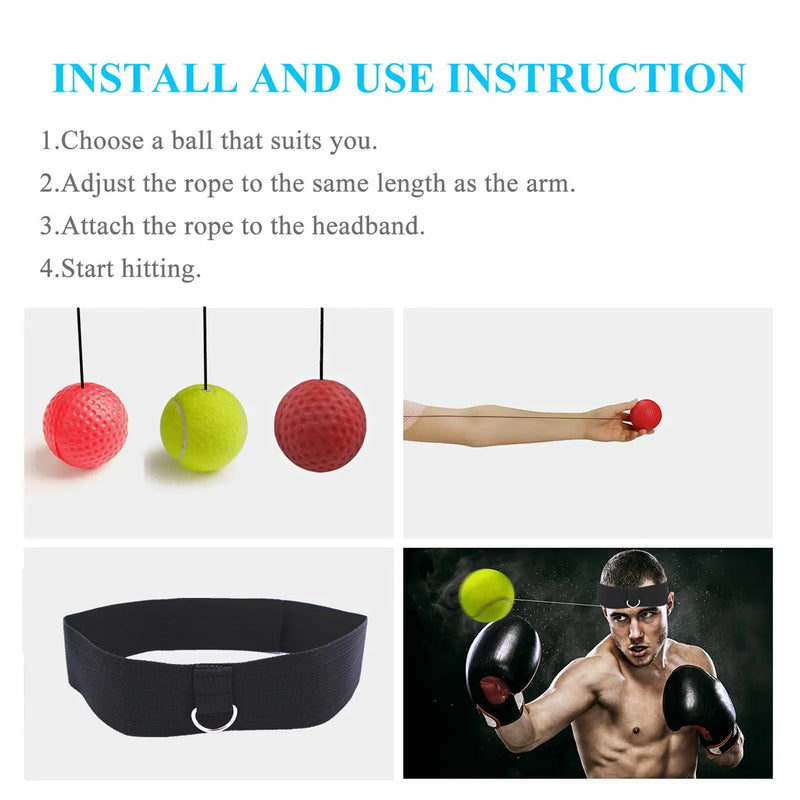 Conjunto de bola de reflexo de boxe, 3 bolas de boxe de nível de dificuldade com faixa de cabeça ajustável para treinamento de agilidade de reação de velocidade de perfuração