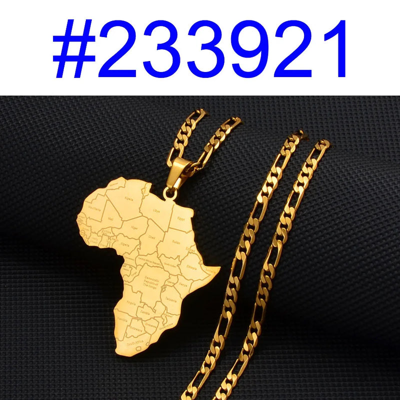 Anniyo Africa Map & Country Name Pendant Necklaces for Women Men African Maps Jewelry Nigeria,Congo,Ghana,Sudan,Somalia