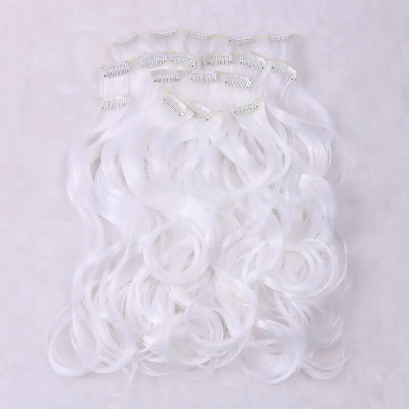 Synthetic Clip Ins Luxury For Braiding 50cm 8pcs/set 20" Heat Resistant Hairpieces Wavy Synthetic Clip On Hair Extensions