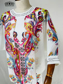 Verão feminino longo africano design chiffon vestido com asas de morcego diamante impressão moda para senhora (cpxf09