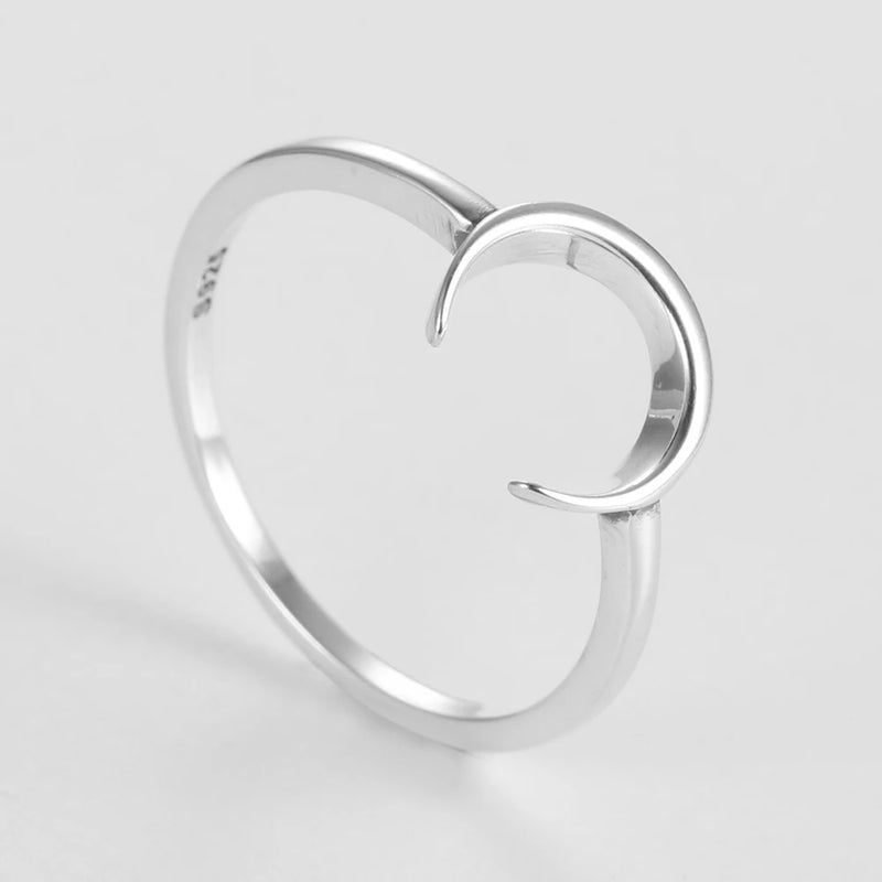 Roru 100% real prata pura simples anéis de lua grande para as senhoras dos homens das mulheres jóias de casamento anel de dedo presentes 2021 novo