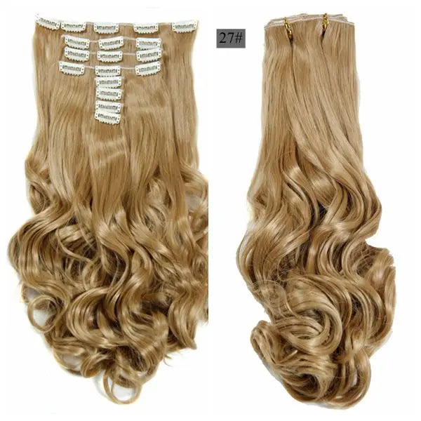 Synthetic Clip Ins Luxury For Braiding 50cm 8pcs/set 20" Heat Resistant Hairpieces Wavy Synthetic Clip On Hair Extensions