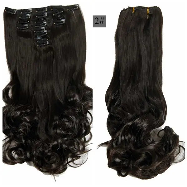 Synthetic Clip Ins Luxury For Braiding 50cm 8pcs/set 20" Heat Resistant Hairpieces Wavy Synthetic Clip On Hair Extensions