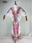 Verão feminino longo africano design chiffon vestido com asas de morcego diamante impressão moda para senhora (cpxf09