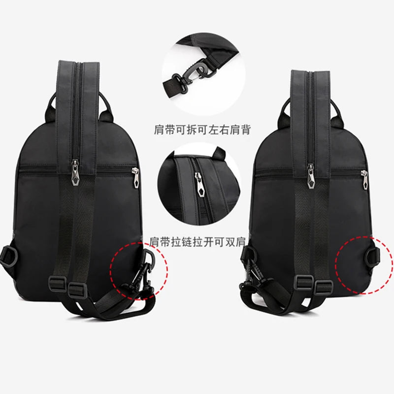 Mochila de Nylon Multiuso para Homens, Mochila Mochila Pequena, Mensageiro, Corpo Cruz, Bolsas Peito, Viagem, Moda, Masculino