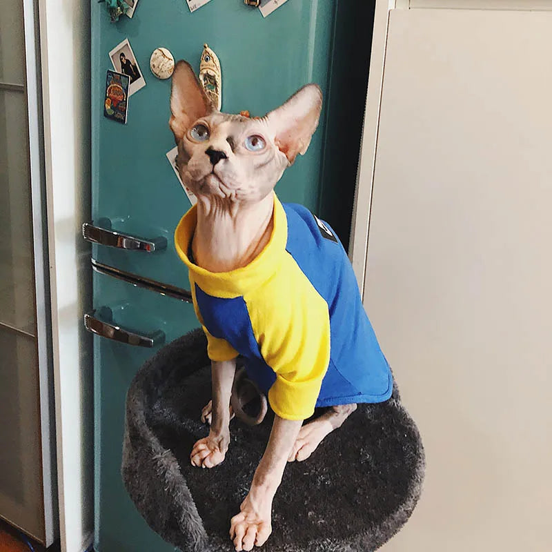 Devon Sphinx Hairless Cat Clothes, 100% Cotton, Pet Clothes with Necklace