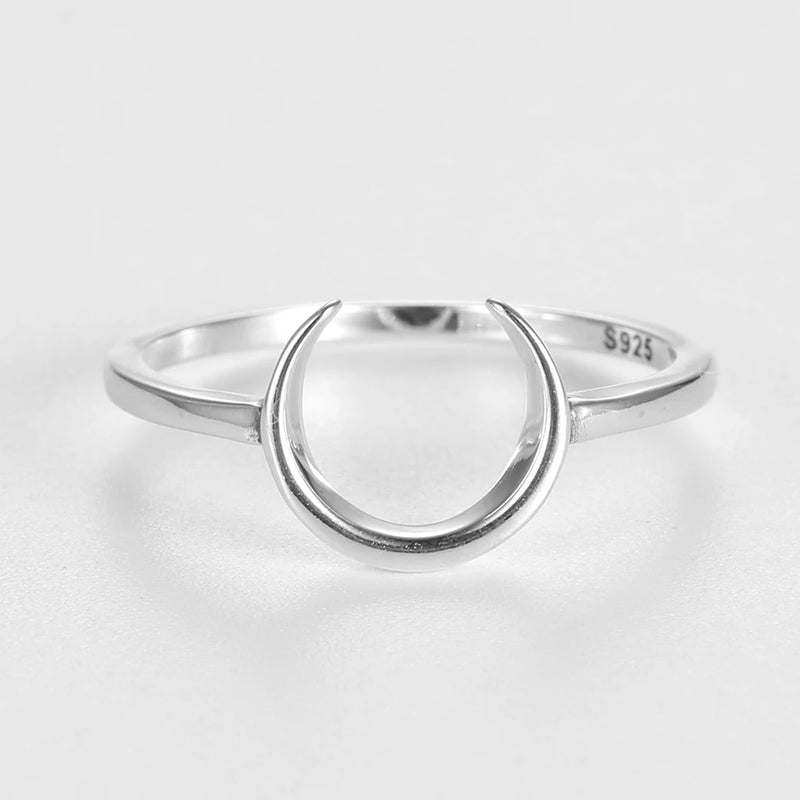 Roru 100% real prata pura simples anéis de lua grande para as senhoras dos homens das mulheres jóias de casamento anel de dedo presentes 2021 novo