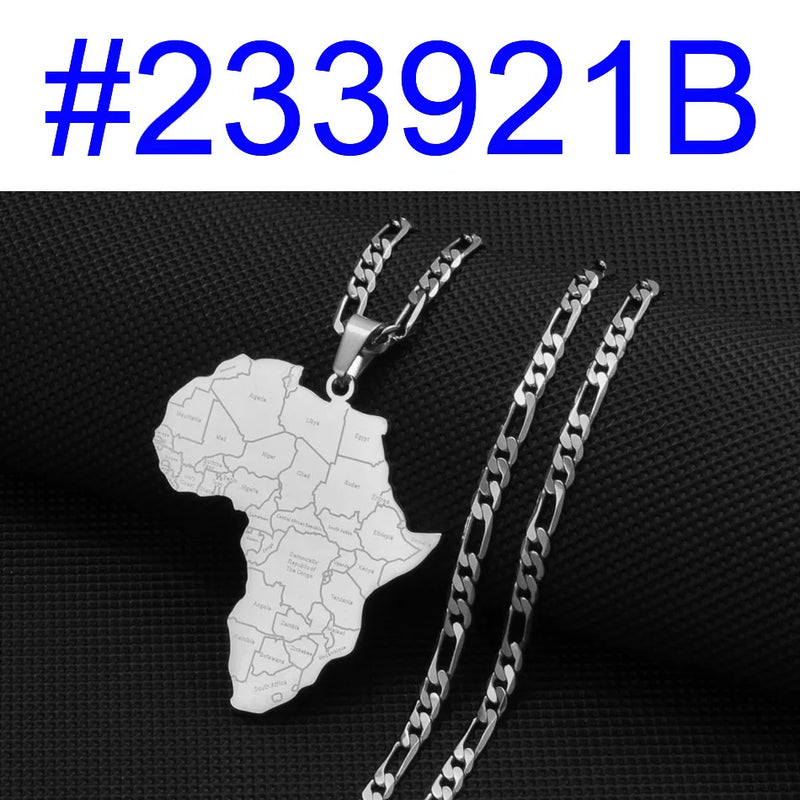 Anniyo Africa Map & Country Name Pendant Necklaces for Women Men African Maps Jewelry Nigeria,Congo,Ghana,Sudan,Somalia