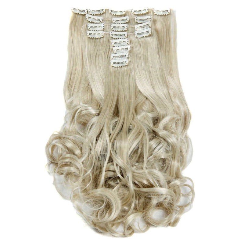 Synthetic Clip Ins Luxury For Braiding 50cm 8pcs/set 20" Heat Resistant Hairpieces Wavy Synthetic Clip On Hair Extensions