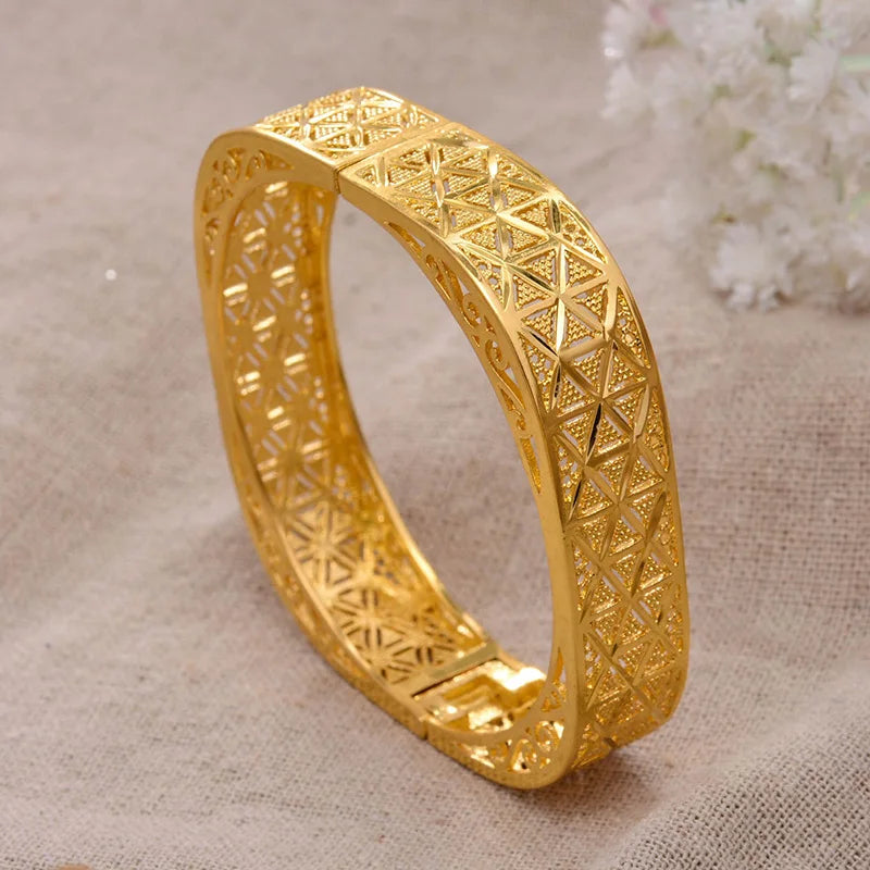 Ethiopian 4Pcs/lot Africa Gold Color Bangles for Women Dubai Bride Bracelet African Wedding Jewelry Middle East Items