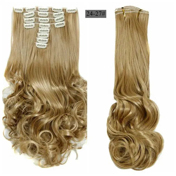 Synthetic Clip Ins Luxury For Braiding 50cm 8pcs/set 20" Heat Resistant Hairpieces Wavy Synthetic Clip On Hair Extensions