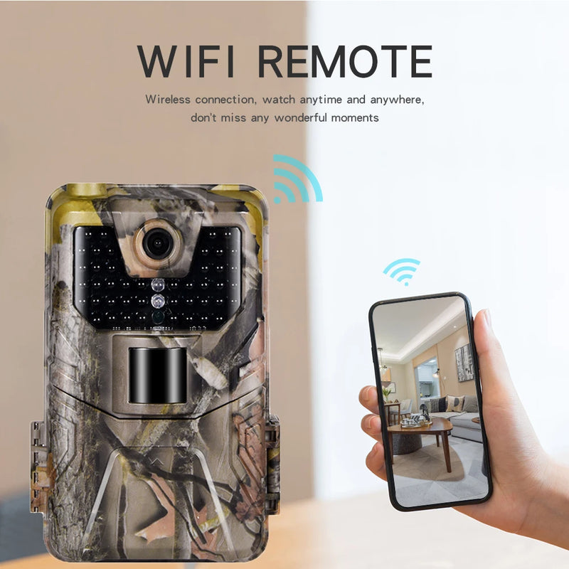 WIFI Live Stream Trail Camera 4K 30MP APP Bluetooth Control Hunting Cameras Night Vision WIFI900PRO Wildlife Surveillance
