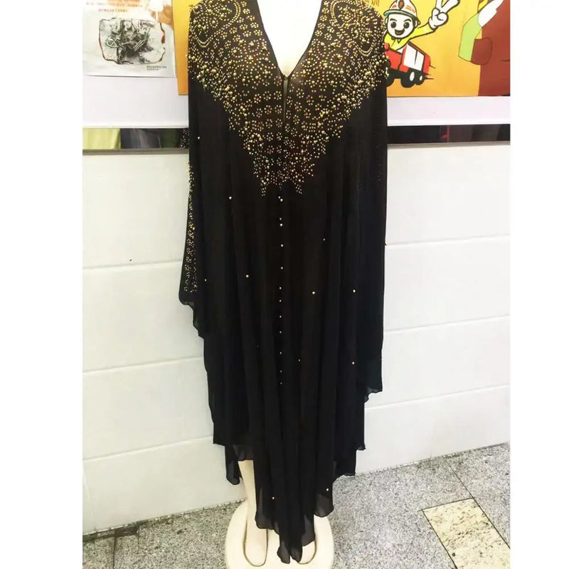 Vestido bazin chiffon dashiki para senhora, vara longa, manga de diamante, novo design africano, 2022, ZCP