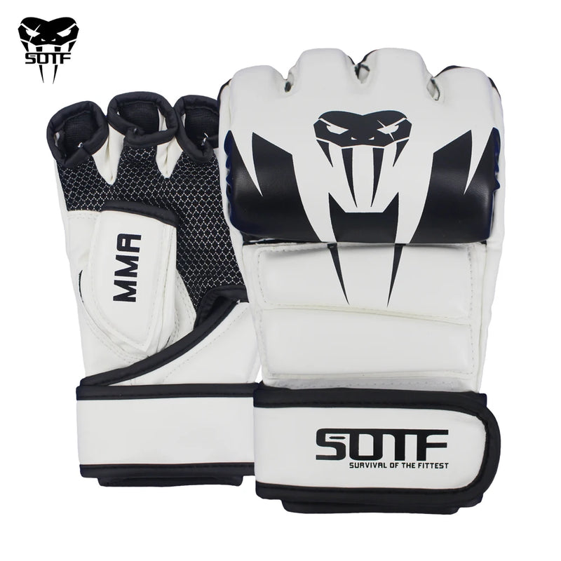 SOTF branco MMA cobra venenosa luvas de boxe multicoloridas luvas MMA Tigre Muay Thai muay thai boxe luta luva Sanda almofadas caixa