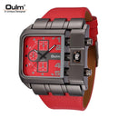 Oulm marca 3364 design exclusivo quadrado relógio de pulso masculino largo grande mostrador casual pulseira de couro relógio de quartzo masculino relógios esportivos