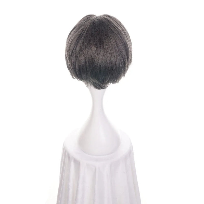 ccutoo 12" Miles Edgeworth Grey Short Central Parting Hairstyles Synthetic Hair Heat Resistance Cosplay Wig For Men's Party