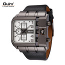 Oulm marca 3364 design exclusivo quadrado relógio de pulso masculino largo grande mostrador casual pulseira de couro relógio de quartzo masculino relógios esportivos