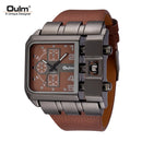 Oulm marca 3364 design exclusivo quadrado relógio de pulso masculino largo grande mostrador casual pulseira de couro relógio de quartzo masculino relógios esportivos