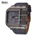 Oulm marca 3364 design exclusivo quadrado relógio de pulso masculino largo grande mostrador casual pulseira de couro relógio de quartzo masculino relógios esportivos