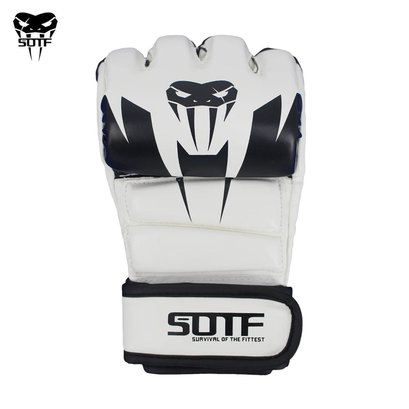 SOTF branco MMA cobra venenosa luvas de boxe multicoloridas luvas MMA Tigre Muay Thai muay thai boxe luta luva Sanda almofadas caixa