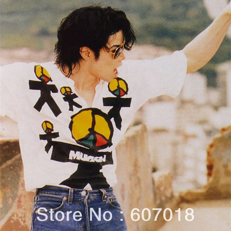 Rare Fashion Brazil Retro Antiwar Michael Jackson OLODUM Cotton Tee T-shirt - They Don't Care About Us'