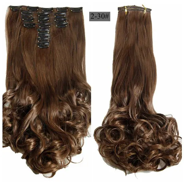 Synthetic Clip Ins Luxury For Braiding 50cm 8pcs/set 20" Heat Resistant Hairpieces Wavy Synthetic Clip On Hair Extensions