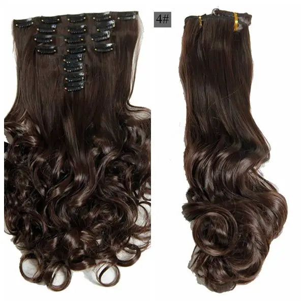 Synthetic Clip Ins Luxury For Braiding 50cm 8pcs/set 20" Heat Resistant Hairpieces Wavy Synthetic Clip On Hair Extensions
