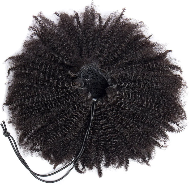 Maxine-Afro Kinky Curly Ponytail Extensões, Clip-in Drawstring Ponytail, Bun Hairpieces, Cabelo Humano, 4B, 4C