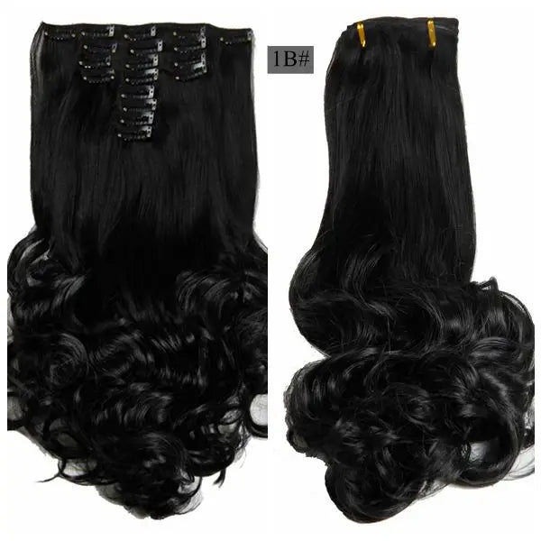 Synthetic Clip Ins Luxury For Braiding 50cm 8pcs/set 20" Heat Resistant Hairpieces Wavy Synthetic Clip On Hair Extensions