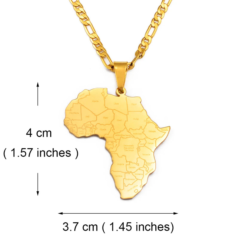 Anniyo Africa Map & Country Name Pendant Necklaces for Women Men African Maps Jewelry Nigeria,Congo,Ghana,Sudan,Somalia