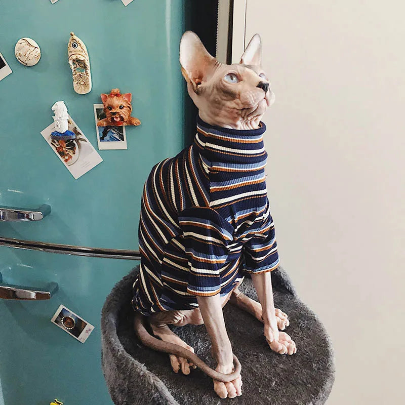 Devon Sphinx Hairless Cat Clothes, 100% Cotton, Pet Clothes with Necklace