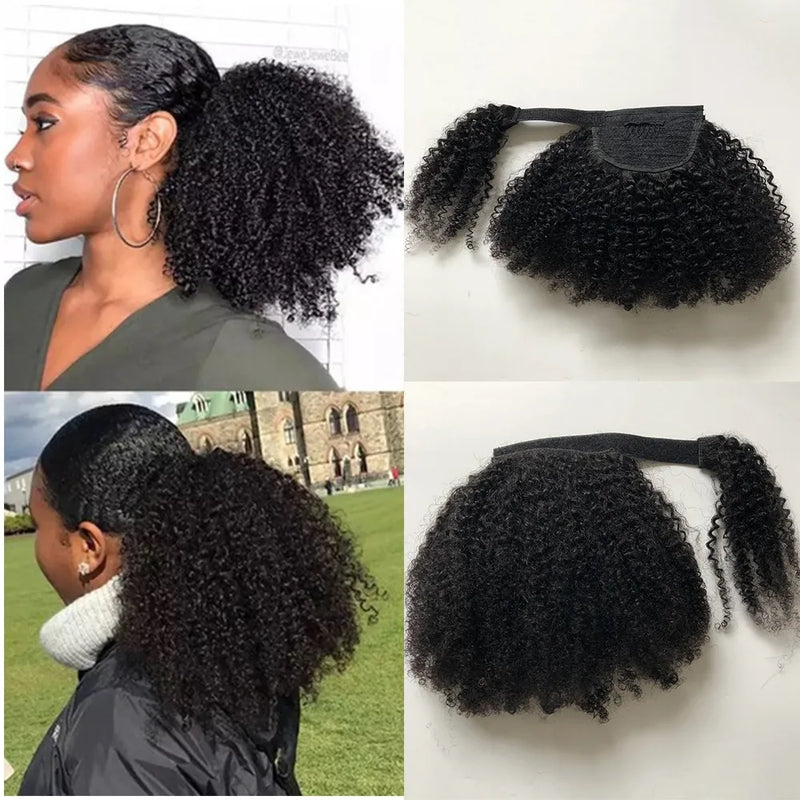 Maxine-Afro Kinky Curly Ponytail Extensões, Clip-in Drawstring Ponytail, Bun Hairpieces, Cabelo Humano, 4B, 4C