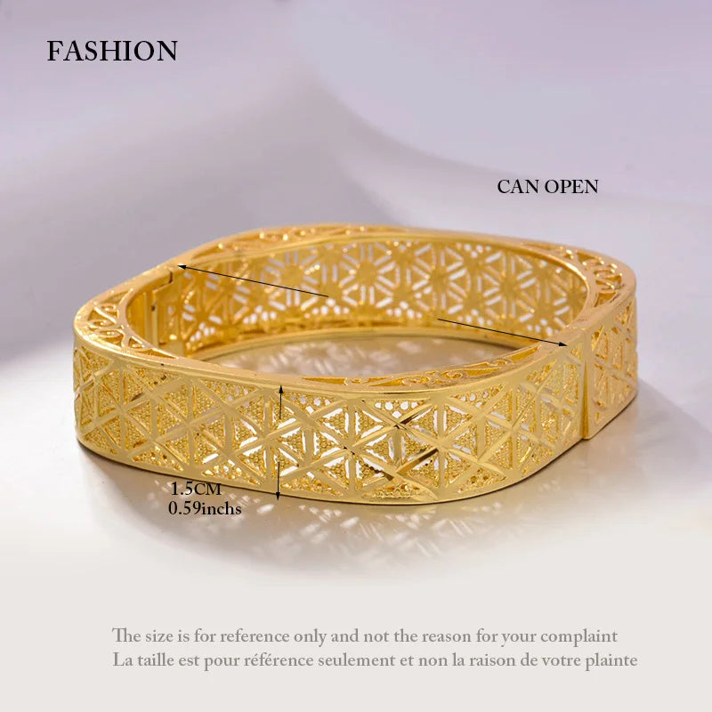 Ethiopian 4Pcs/lot Africa Gold Color Bangles for Women Dubai Bride Bracelet African Wedding Jewelry Middle East Items
