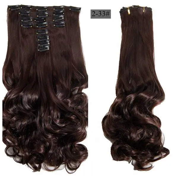 Synthetic Clip Ins Luxury For Braiding 50cm 8pcs/set 20" Heat Resistant Hairpieces Wavy Synthetic Clip On Hair Extensions