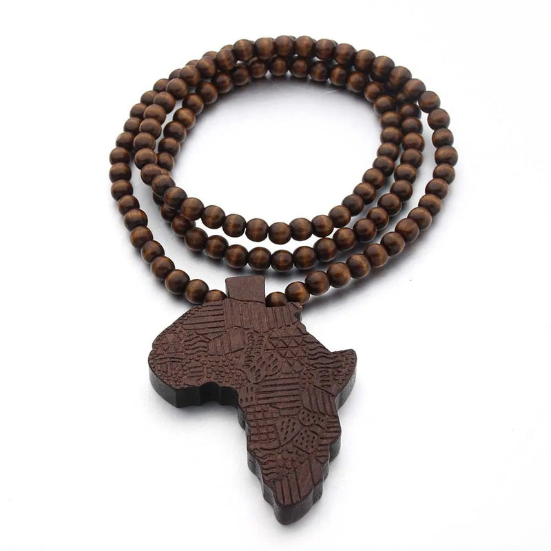 Voikukka Jewelry 2021 New Product Hot Sale African Map Pendant Wooden Hiphop Women Man Necklace For Gifts Accessories