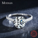 MODIAN-Simulado Anel de Diamante para Mulheres, 3 Carat, 925 Sterling Silver, Anel Coroa para Casamento, Declaração de Noivado, Jóias Finas