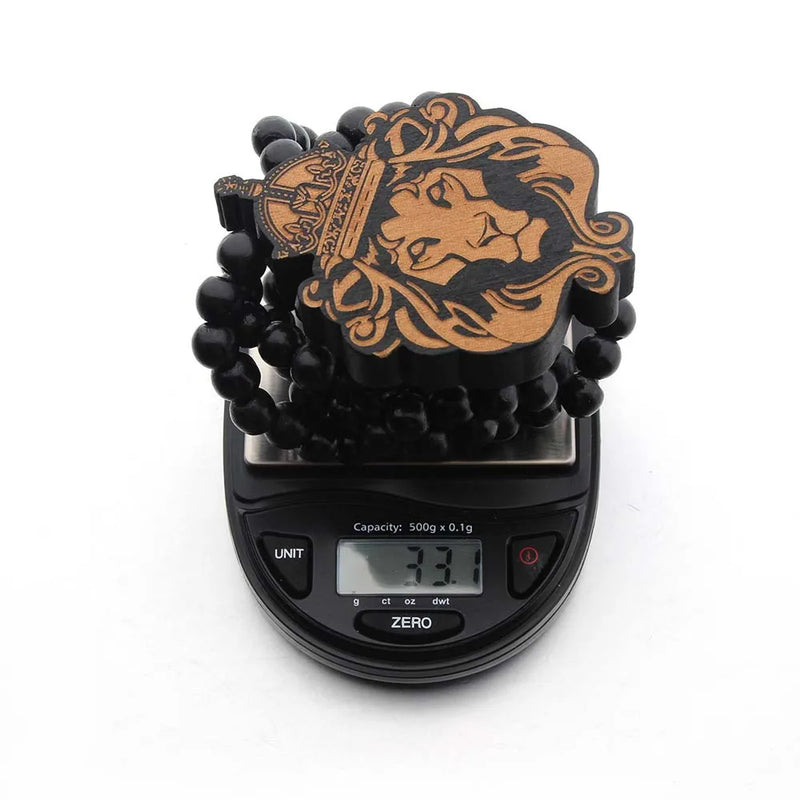 SOMESOOR Africa Map Wood Beads String Necklace Afro Lion Peace Symbol Power Fist Pendant Hip Hop Jewelry For Men Women Gifts