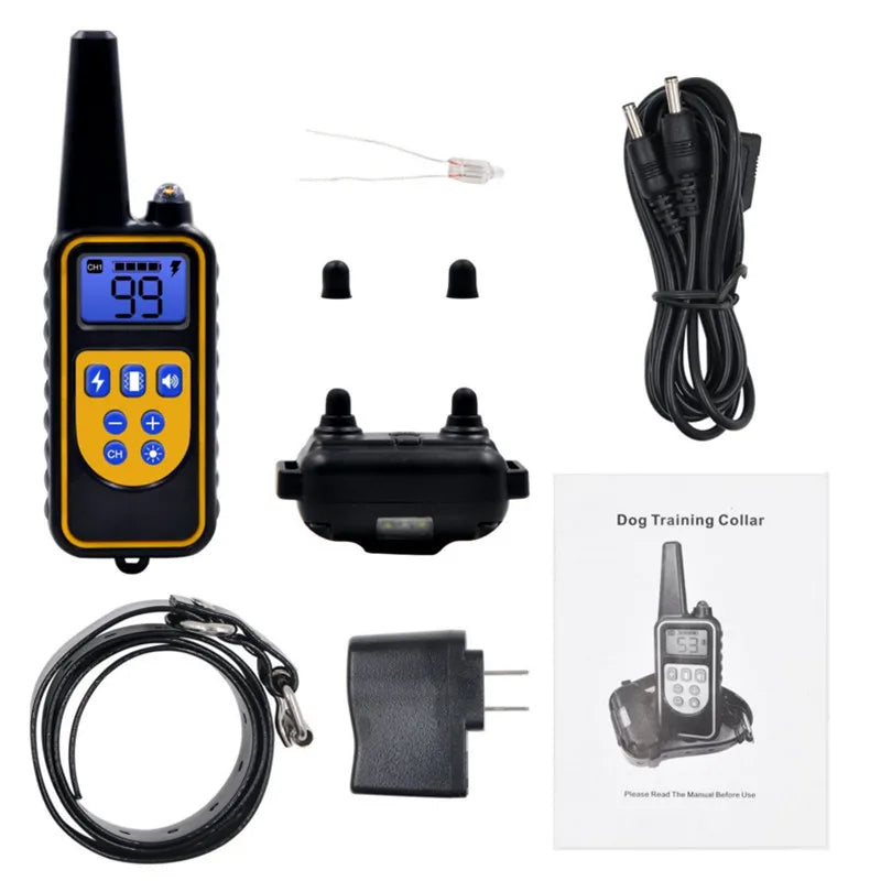 Coleira elétrica para treinamento de cães, anti-aboiement, à prova d'água, recarregável, controle remoto para animais de estimação, para todos os tamanhos, som de vibração de choque