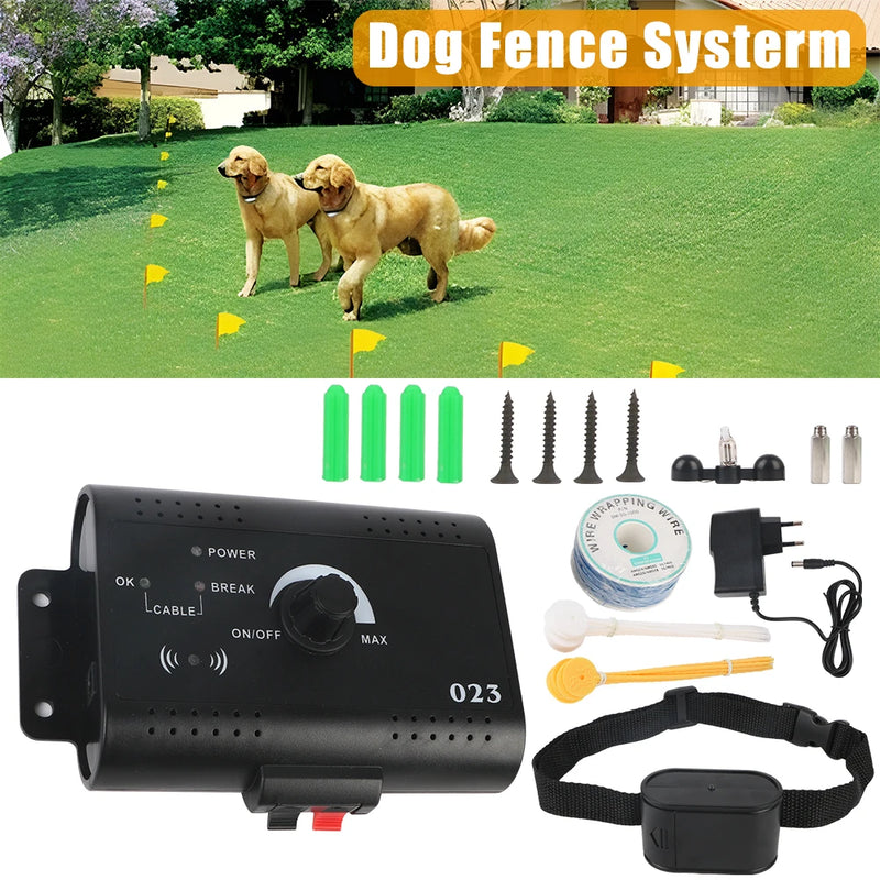 Sistema eletrônico de cerca para animais de estimação, coleira de treinamento para cães, acessórios para animais de estimação, cerca elétrica para cães, som chocado, à prova d'água