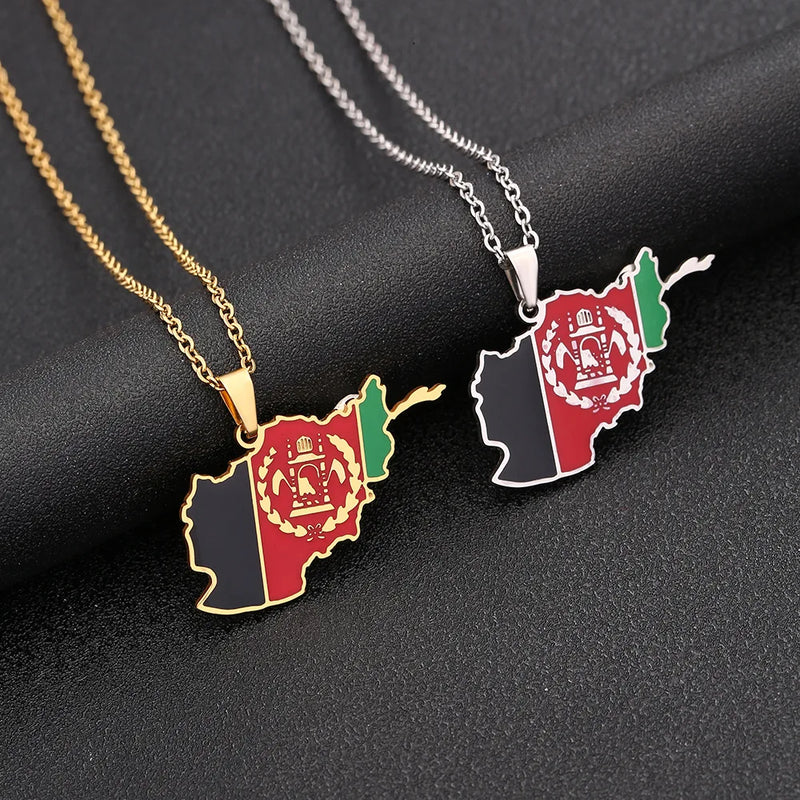 stainless steel Afghanistan map necklace couple style ethnic style popular personality dripping titanium steel