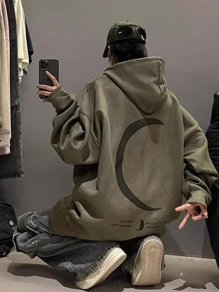Spring Moon Graphic Y2K Hoodie Men's Harajuku Fashion Streetwear Pullover Hoodies Unisex Hip Hop Oversize Hooded Sweatshirts